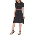 thumbnail image 4 of INSPIRE CHIC Women's Vintage Dress Floral Print Peter Pan Collar Knee Length Casual Dress XL Black, 4 of 7
