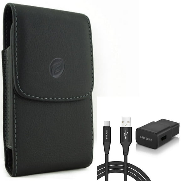 Leather Case Belt Clip w Type-C Fast Home Charger for Samsung Galaxy A73 5G,A13 5G,A03s Phones - Holster Cover Pouch Vertical, 6ft USB Cable Quick Power Adapter
