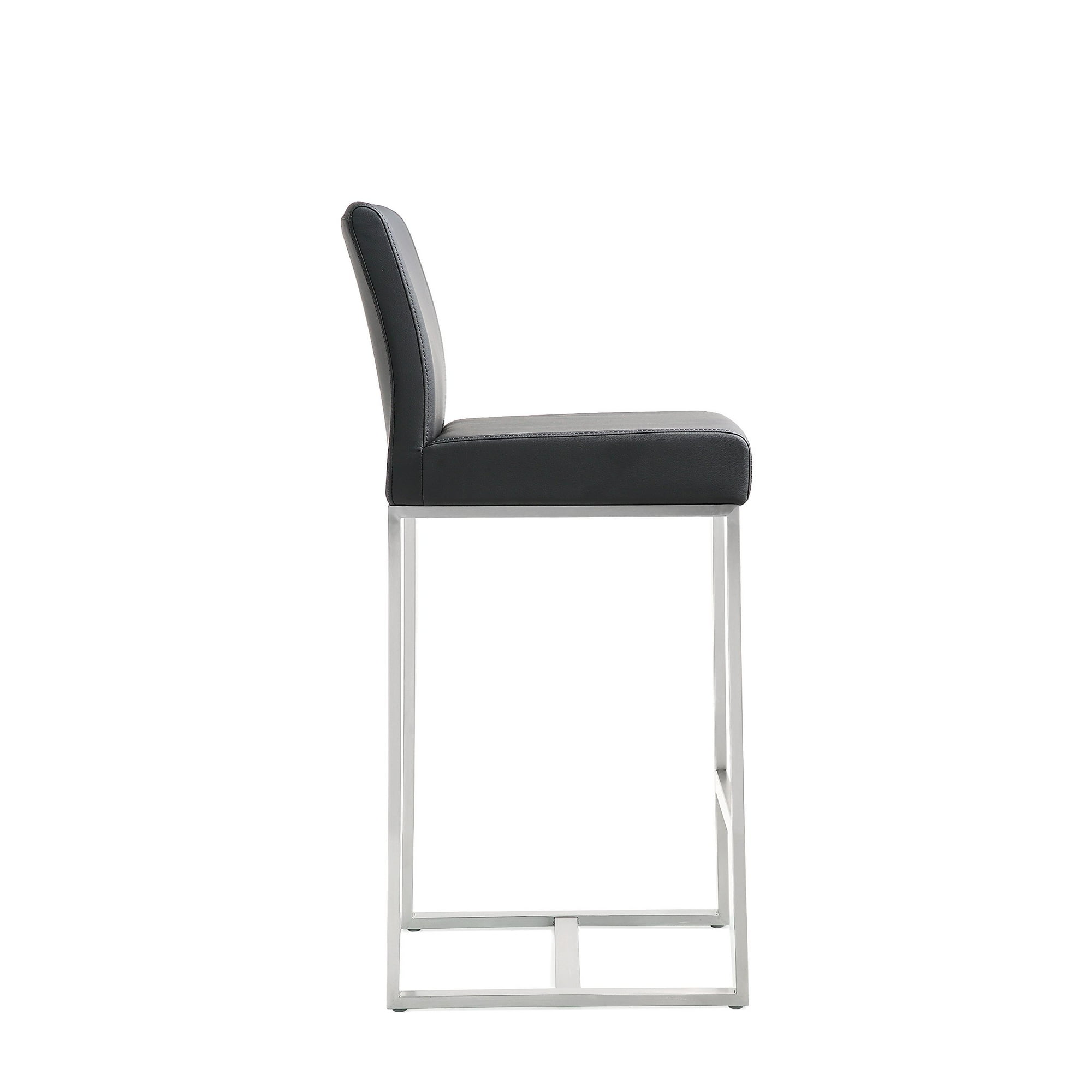 Tov Furniture Denmark Modern Stainless Steel Metal Upholstered Industrial Counter Stool Set of 2 15.75 W x 18.5 D x 37 H Black Walmart