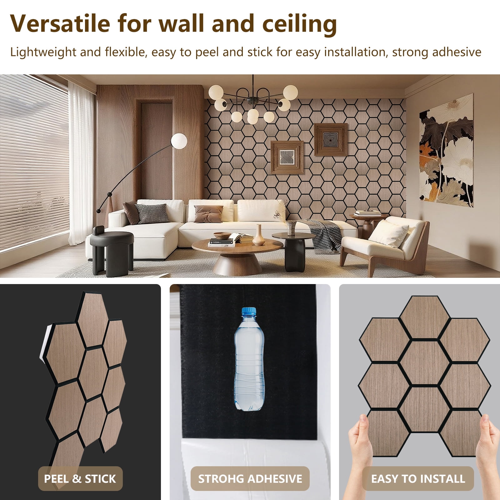 4 Packs Acoustic Wall Panels - Self-Adhesive 3D Wood Slat Wall Panel- Peel and Stick Sound Absorbing Panels for Noise Reducing - Feature Wall Decor for Home & Office
