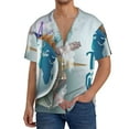 thumbnail image 3 of Xecao offers the Let's go Travel for Men's Casual Short-sleeved Shirt, a button-up collared shirt with a pocket, perfect for beach vacations and yacht travel in the Medium size., 3 of 7