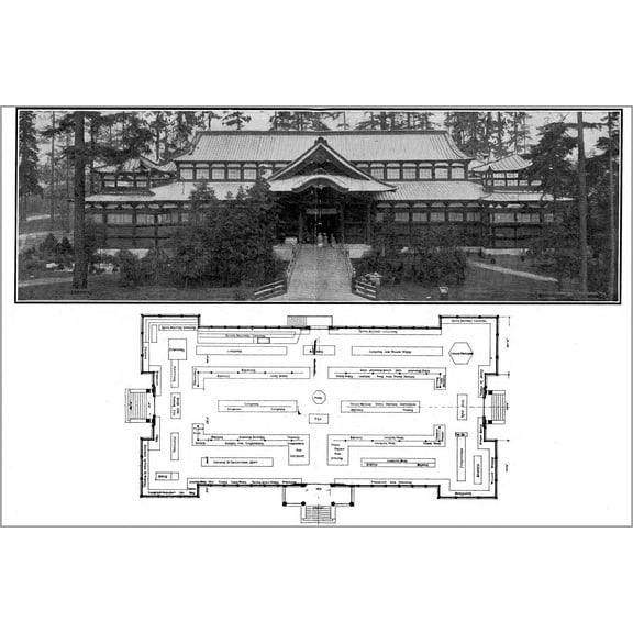 24"x36" Gallery Poster, Japan exhibits building Alaska Yukon Pacific Exposition, Seattle 1909 Page 12 13 floorplan