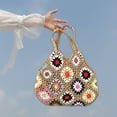 thumbnail image 4 of Women Tote Bag Floral Crochet Large Capacity Handmade Vintage Multicolor Hollow Out Handbag for Travel, 4 of 8