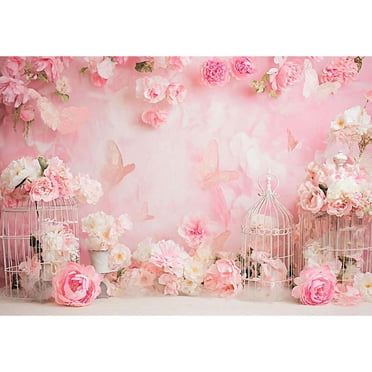 Allenjoy Pink Floral Backdrop