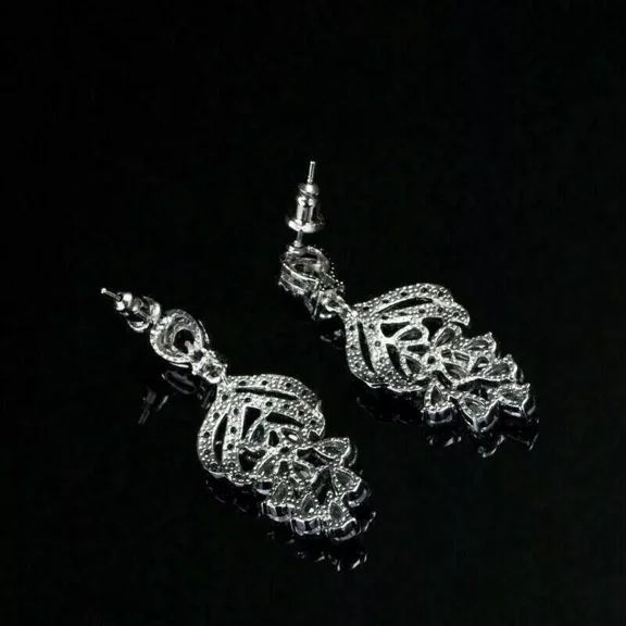 4Ct Pear Cut Lab-Created Blue Sapphire & Diamond Earrings 14k White Gold Plated