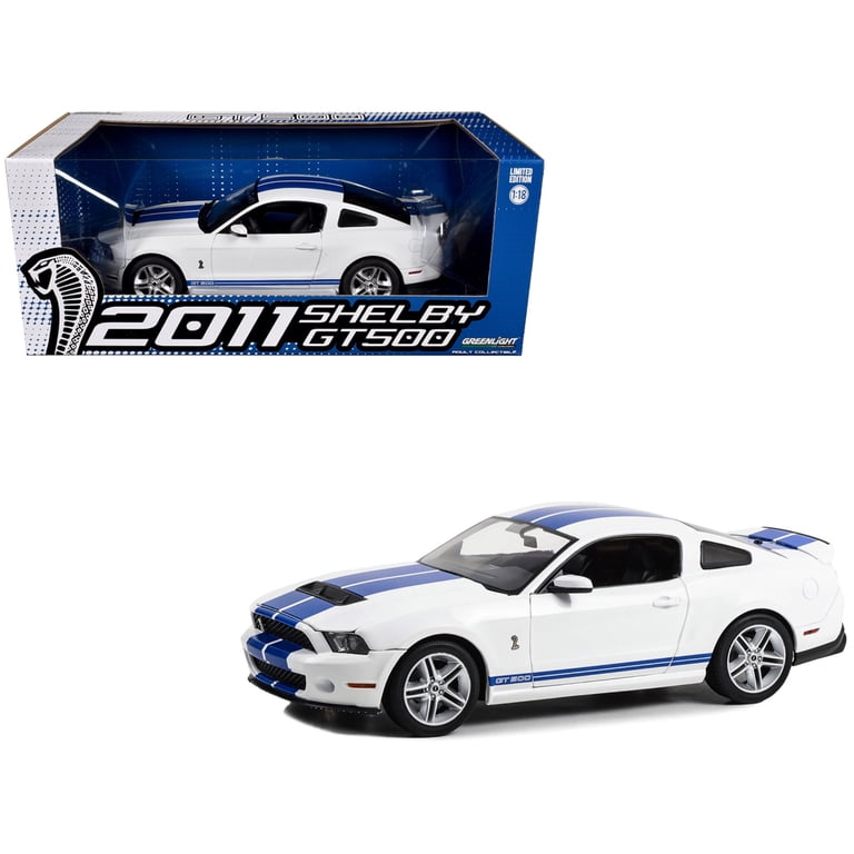 2011 Shelby GT500 Performance White with Grabber Blue Stripes 1/18