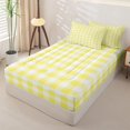 thumbnail image 2 of Erosebridal Yellow Plaid Buffalo Zipper Twin Comforter Sets with Fitted Sheet and 2 Pillowcases,White Check Retro Zipper Bedding Set For Girls,Polkadot Reversible,4pcs, 2 of 7