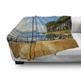 thumbnail image 3 of Italian Soft Flannel Fleece Throw Blanket, Terrace Promenade Balcony and Pine Trees in Bolsena Lake Italy Print, Cozy Plush for Indoor and Outdoor Use, 50" x 60", Blue and Pale Brown, by Ambesonne, 3 of 6