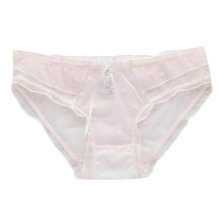 

ZMHEGW 3 Pack Panties For Women Ladies Polka Dot Lace Mesh Streamer Low Waist Breathable Briefs Underwear