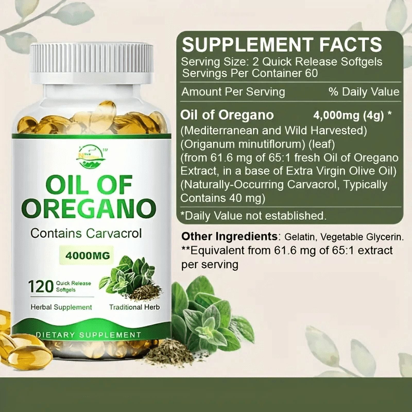 Nature's Live Oregano Oil 4000mg Softgels Capsules Contains Carvacrol Immue Support 240 Caps