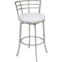 Armen Living Viper Barstool, Brushed Stainless Steel Finish with PU Upholstery