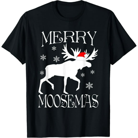t-shirt Merry Moosemas Shirt Funny Christmas Moose TShirt mens，black，women，funny，journey，Crew Neck, Short Sleeve,custom clothing patterns.gift