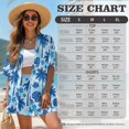 thumbnail image 7 of FKEKYI Blue Monstera Palm Leaf Print Women Summer Short Set 2 Piece Set Beach Sets Open Front Top & Shorts with Elastic Waist Ladies Beachwear Resort Wear for Travel, M, 7 of 7