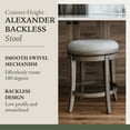 thumbnail image 5 of Maven Lane Alexander Backless Counter Stool in Reclaimed Oak Finish w/ Ash Grey Fabric Upholstery, 5 of 5