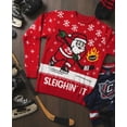 thumbnail image 2 of Sleigh'n It Ugly Christmas Sweater - Funny Hockey Santa Pullover for Adults - Unisex Holiday Sweaters Sweater Medium Multicolor, 2 of 6