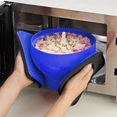 thumbnail image 2 of Popcorn Microwave Silicone Foldable Kitchen Easy Tools DIY Popcorn Bucket Bowl Maker with Lid,Dark Blue, 2 of 8