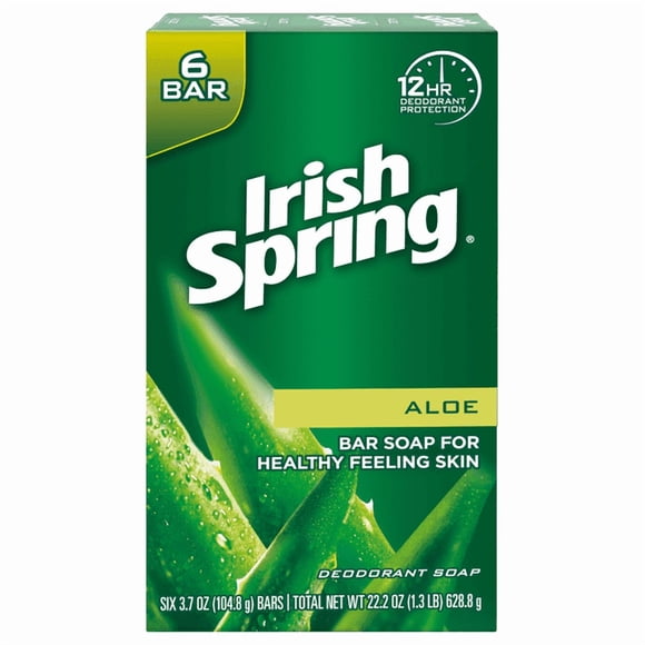 Irish Spring Aloe Mist Deodorant Bar Soap for Men, 104.7 g, 6 Pack, 6 Pack