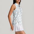 thumbnail image 5 of Sleeveless Quarter-Zip Golf Polo Top for Women - Printed Athletic Tank with Stand Collar, Breathable Sporty Tunic for Women's Tennis & Active Wear Light Gray XL, 5 of 8