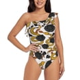 thumbnail image 2 of Picia Snake And Rose Pattern Women's One Piece Swimsuits,One Shoulder Swimwear Asymmetric ,Ruffle Monokinis Bathing Suits,High Waisted Flattering Bathing Suits-X-Large, 2 of 8