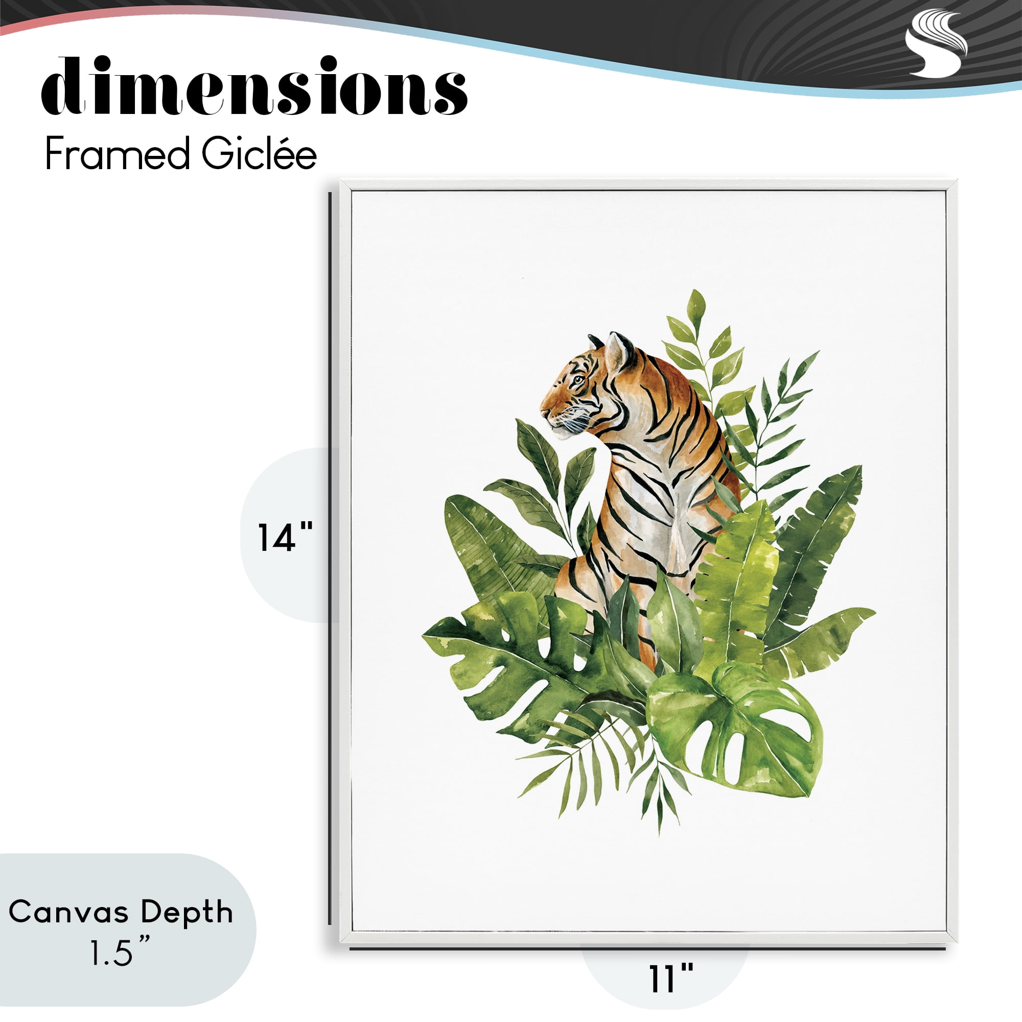 Stupell Industries Exotic Jungle Tiger White Framed Giclee Art, design by Bethany Sandoval