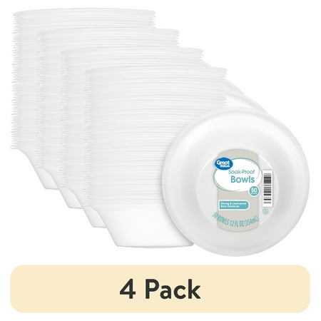 Great Value Everyday Disposable Foam Bowls, 12 oz, 200 Count
