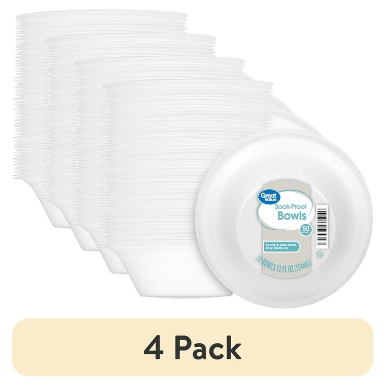Great Value Everyday Disposable Foam Bowls, 12 oz, 200 Count photo 1