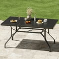 thumbnail image 3 of Patio Table, Outdoor Dining Table 60"x35", Rectangle Patio Dining Table with 1.57" Umbrella Hole, Outdoor Metal Furniture for Patio, Graden, Backyard and Poolside, Weather-Resistant, 3 of 5