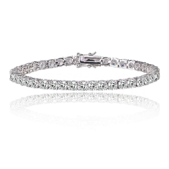 Silver Tennis Bracelet for Women with 1/8 CT White Diamond Cubic Zirconia