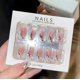 thumbnail image 3 of Uñas postizas acrílicas largas con forma de ataúd, color rosa con pedrería brillante, cobertura completa, juego de 24 piezas reutilizables., 3 of 5