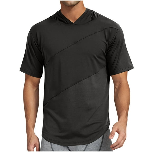 fatyb Men's Short Sleeve Hoodies Casual Hooded T Shirts Summer Pullover Lightweight Tee Tops for Men