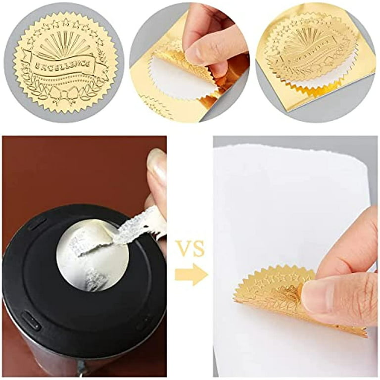 25 Sheets 100pcs Self Adhesive Embossed Seals Gold Stickers Medal