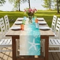 thumbnail image 4 of Table Runners 72 Inches Long Dress Scarves, Teal Beige Ombre Coastal Farmhouse Kitchen/Dining Table Runner, Coffee Tablerunners, Nautical Beach Starfish Coral Summer 14x72 Inch, 4 of 9