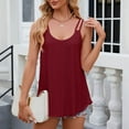 thumbnail image 6 of Qwertyu Women's Summer Eyelet Tank Tops Loose Trendy Scoop Neck Sleeveless Flowy Beach Vacation Shirts Basic Tops Wine M, 6 of 8