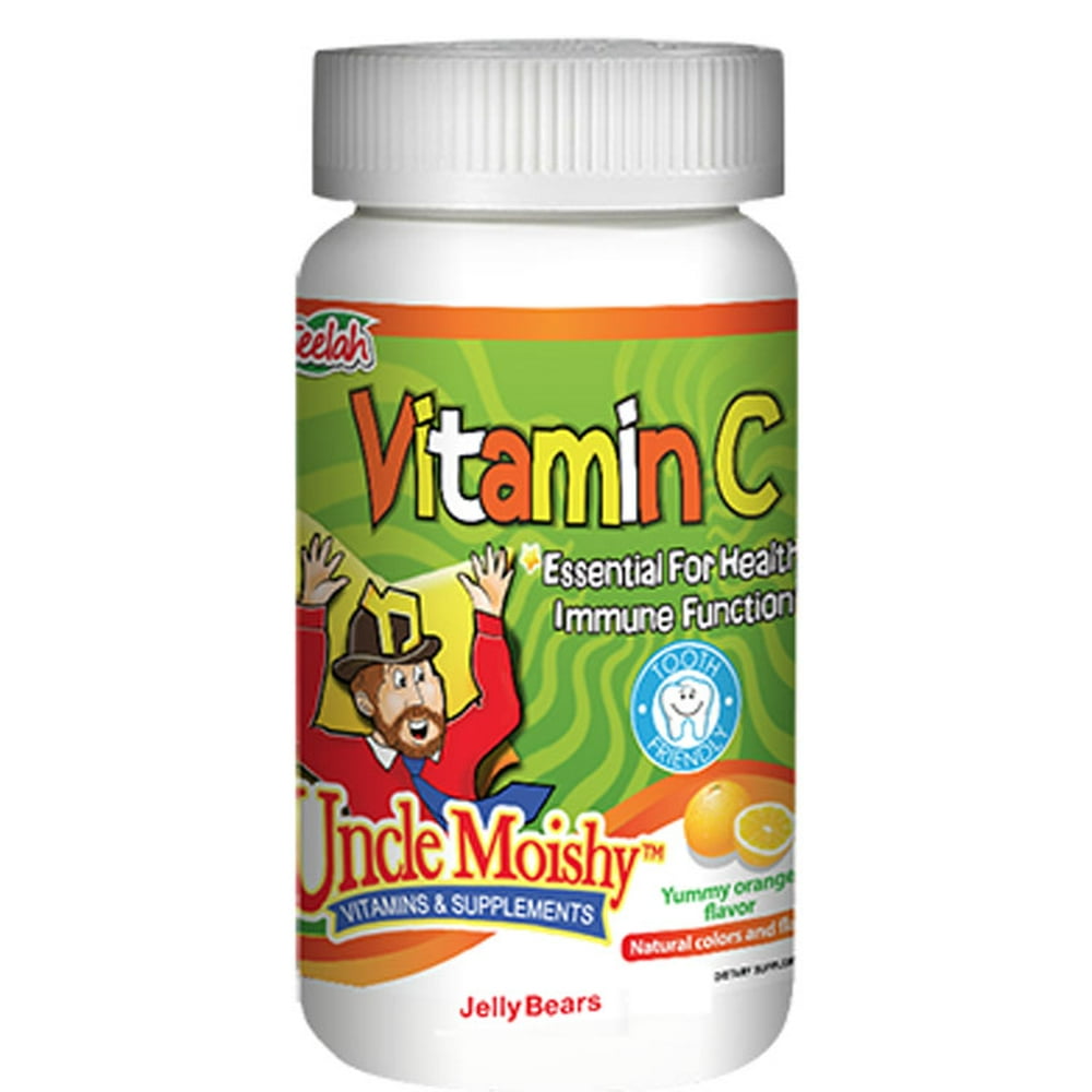 Uncle Moishy Kosher Vitamin C Chewable with Echinacea Gummies Orange Flavor 120 Jellies