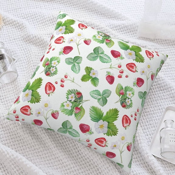 Strawberry Pillow Cover Strawberry Throw Pillow Cover for Couch Farmhouse Floral Pillow Cover 18*18 Inches