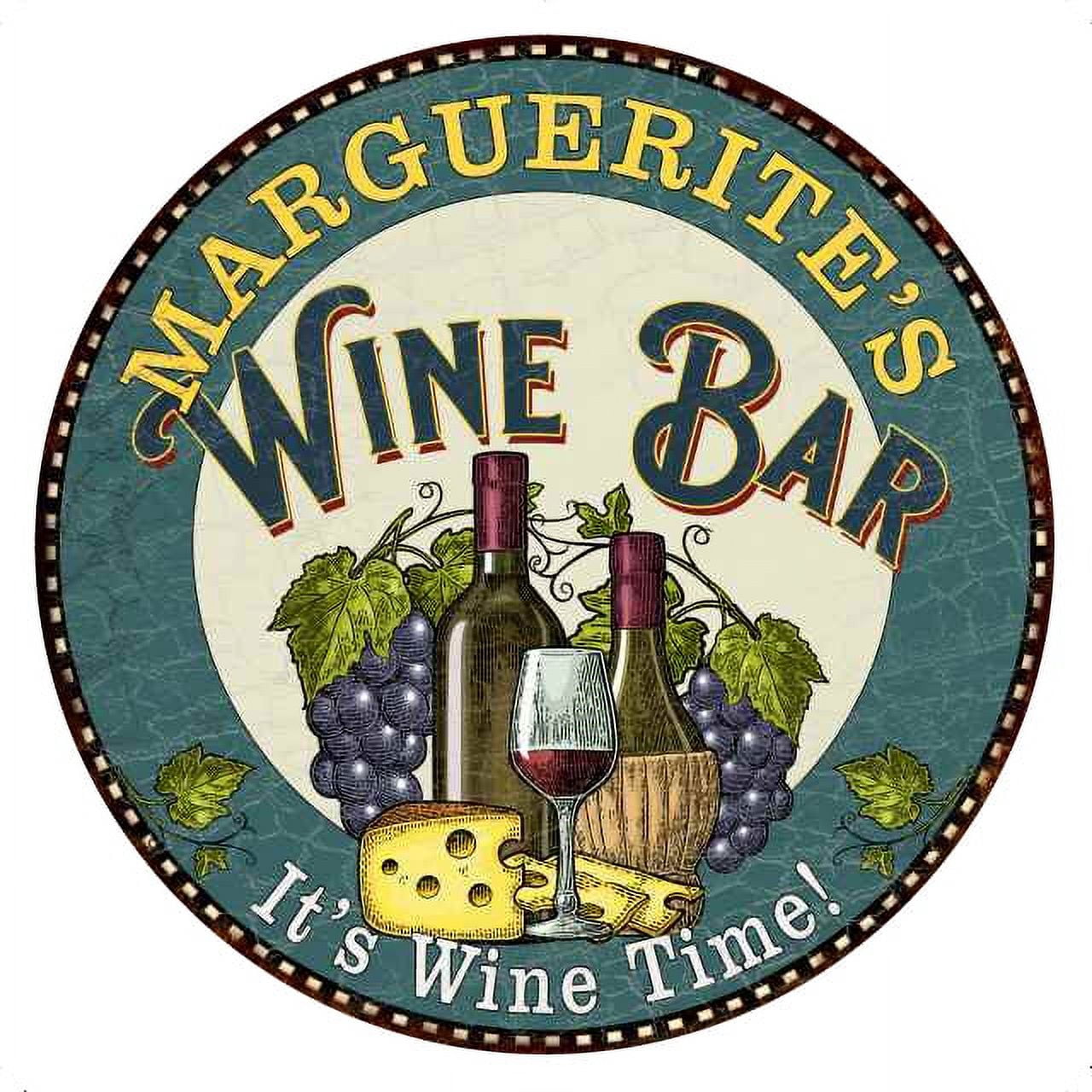 MARGUERITE S Wine Bar 12 Gift Round Green Metal Sign Decor 200120043502