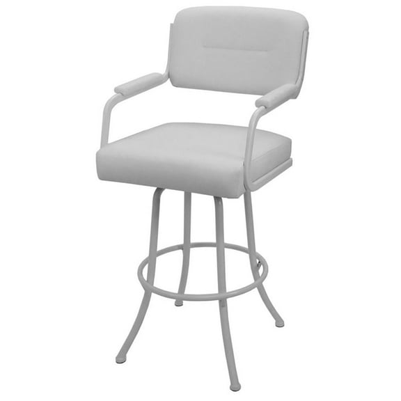 Swivel Extra Tall Metal Bar Stool 34" - M-110 - White Vinyl - White