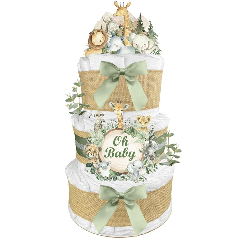 Safari Diaper Cake Baby Shower Gift for a Boy or Girl Elephant