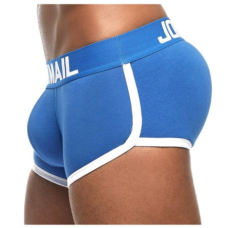 

DENGDENG Mens Boxer Briefs Underwear Removable Padded Soft Color Block Brief Low Rise Boxer Briefs for Men
