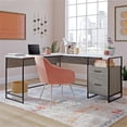 thumbnail image 6 of Pemberly Row Contemporary Engineered Wood/Metal L-Desk in Mystic Oak, 6 of 14