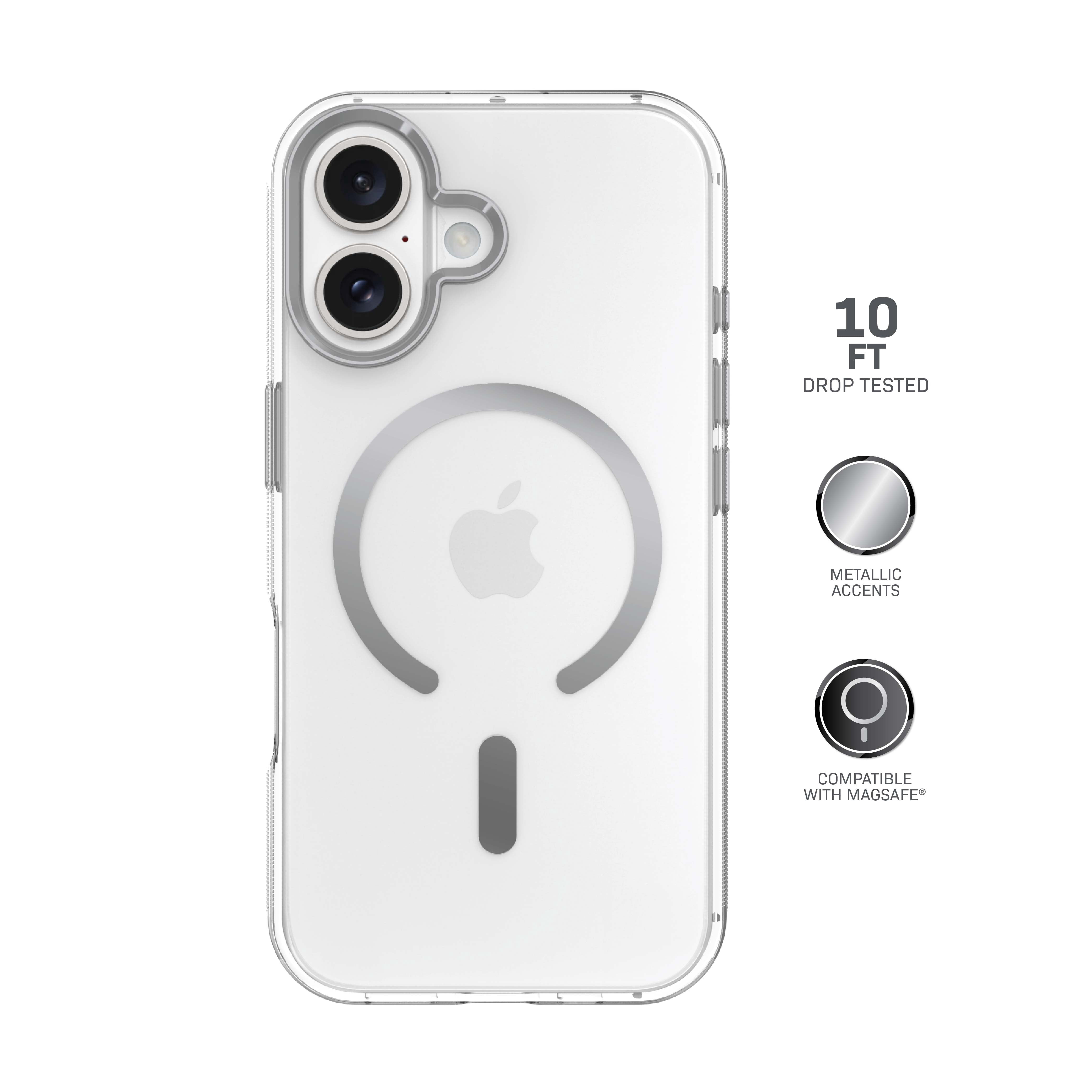 Body Glove Reflector Phone Case for iPhone 17, MagSafe Compatible - Clear/Silver