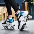 thumbnail image 6 of Boys Girls 2-in-1 Roller Skates & Sneakers Unisex Retractable Wheels Outdoor Fun & Fitness Kick Roller Shoes Children Best Gift, 6 of 12