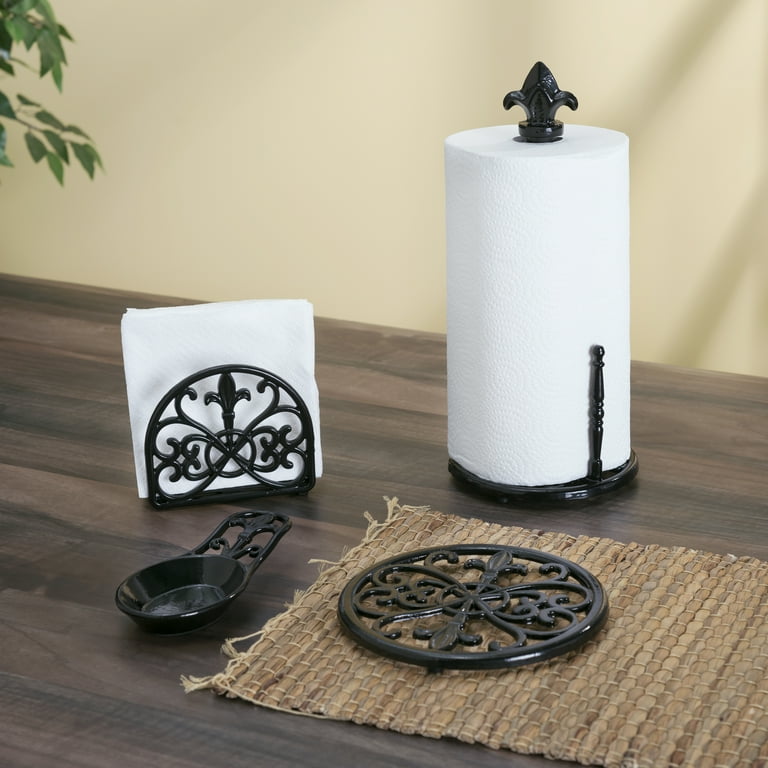 Black cast iron paper towel holder sale