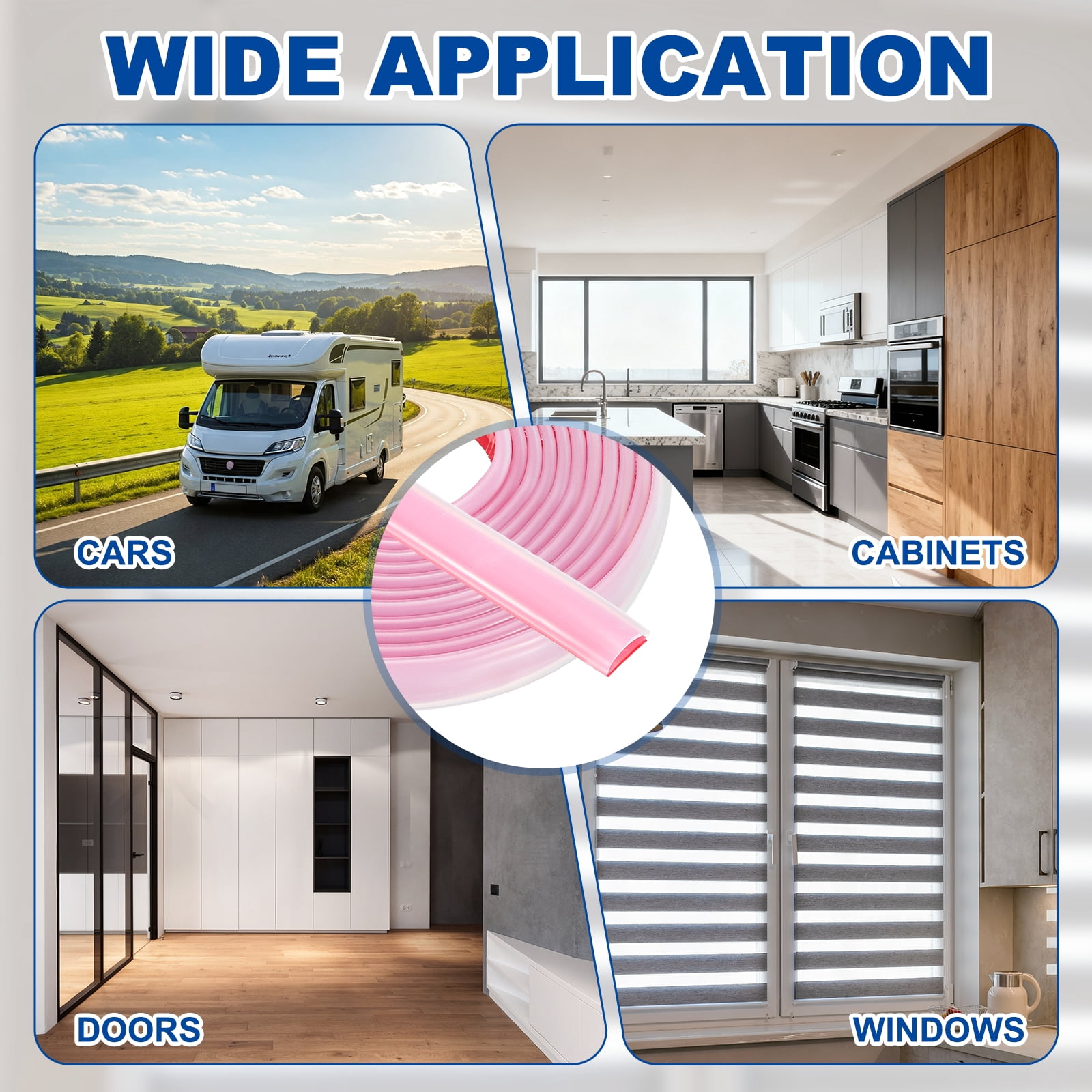 Uxcell Silicone Weather Stripping 20mm W x 1mm T x 8mm H, 13.1FT/4M Self Adhesive D Shape Weather Stripping Door Seal Strip for Door Frame Window Sealing Large Gap