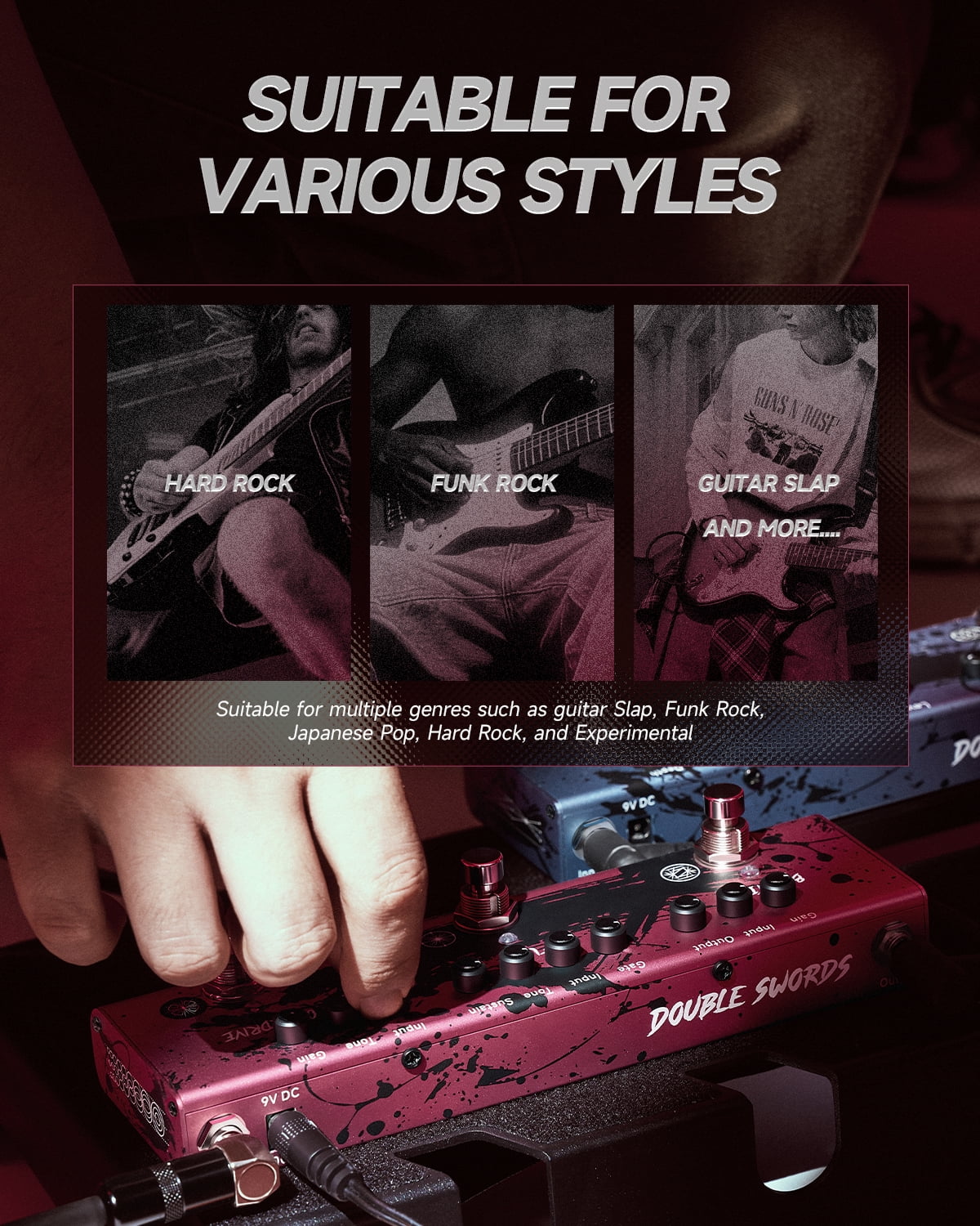 Donner X MIYAVI Multi Effects Guitar Pedal Rage Breaker Triple Pedal 3-in-1 Analog Guitar Pedal Overdrive Fuzz Boost for Electric Guitar