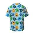 thumbnail image 5 of Uemuo Cartoon Monster Pattern Cotton Linen Short Sleeve Shirts,Casual Lightweight Button Down Shirts,Vacation Beach Summer Tops-Large, 5 of 7