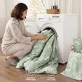 thumbnail image 4 of U by Bedsure Twin/Twin XL Sage Green Comforter Set for College Dorm Girl, 5-Pieces Bed in a Bag with Botanical Flowers Comforter, Sheets, Pillowcases & Shams, 4 of 10