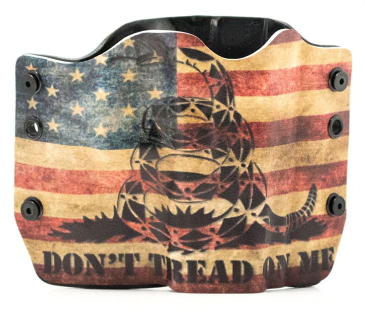 OWB Kydex Holster for Hanguns with Crimson Trace CMR 208  DON'T TREAD SNAKE FLAG