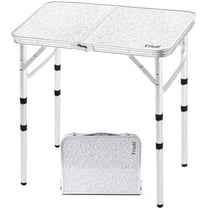 Folding Camping Table 2ft Portable Pinic Table Adjustable Height Small Card Table Aluminum Foldable Lightweight with Carry Handle for Outdoor Indoor Hiking Camp BBQ Beach