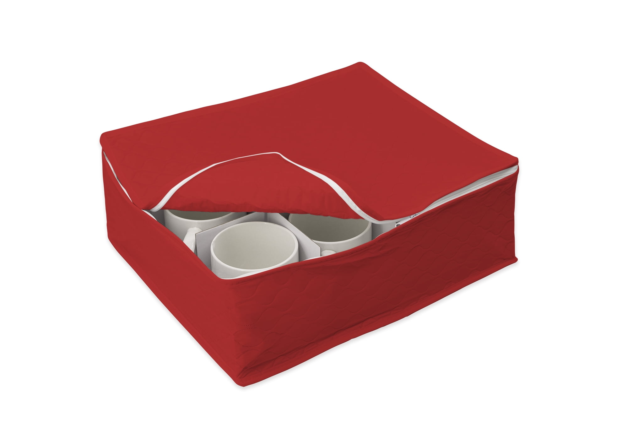 LAMINET Quilted Mug/Cup Storage Case - Holds Up to 12 Mugs/Cups - RED -6501A-RED-FBM
